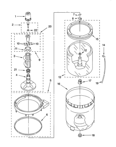 Agitator, basket and tub parts