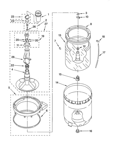 Agitator, basket and tub parts