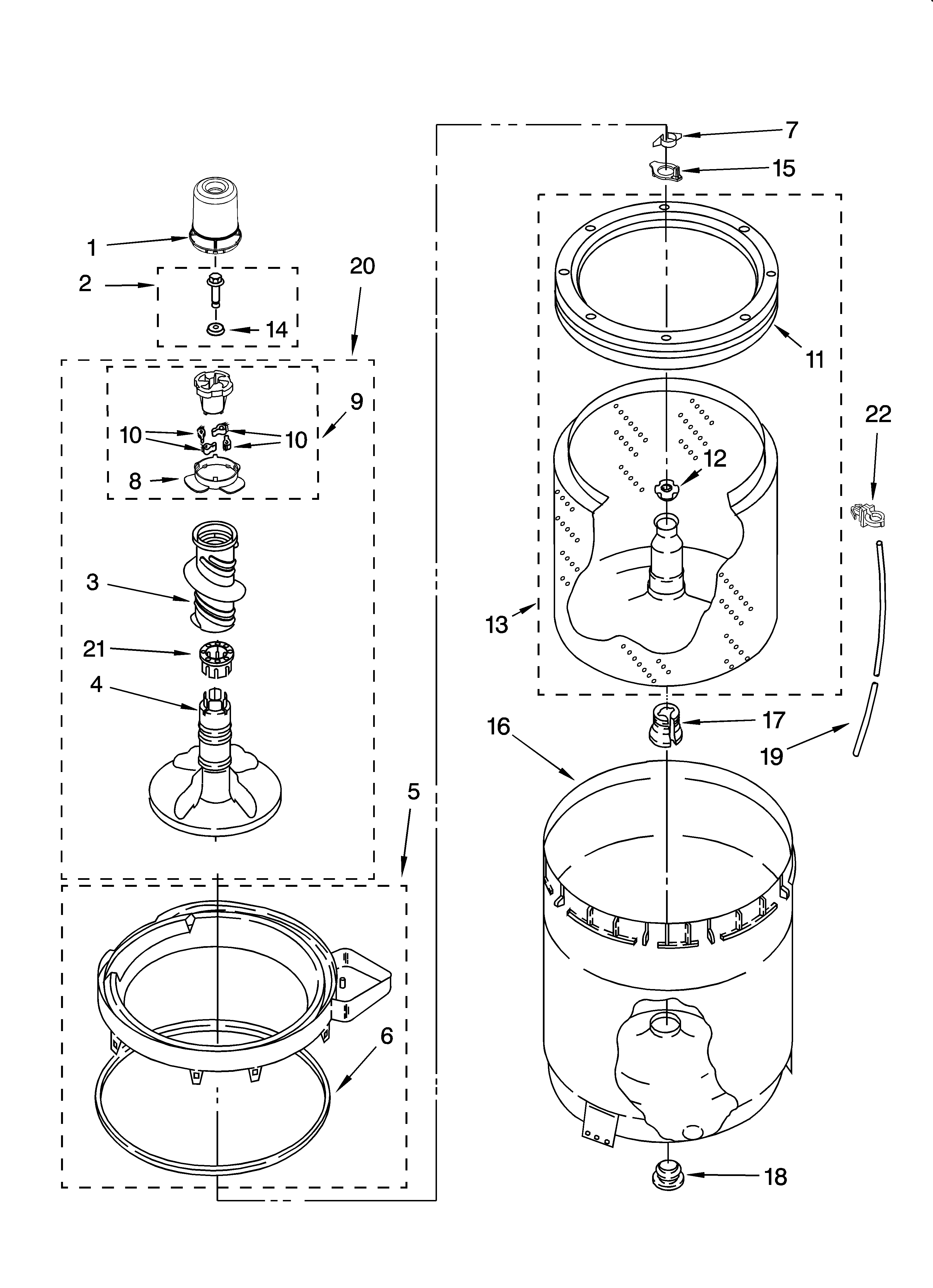 AGITATOR, BASKET AND TUB PARTS