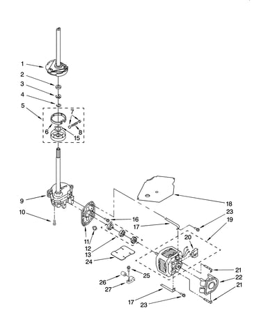 Brake, clutch, gearcase, motor and pump parts