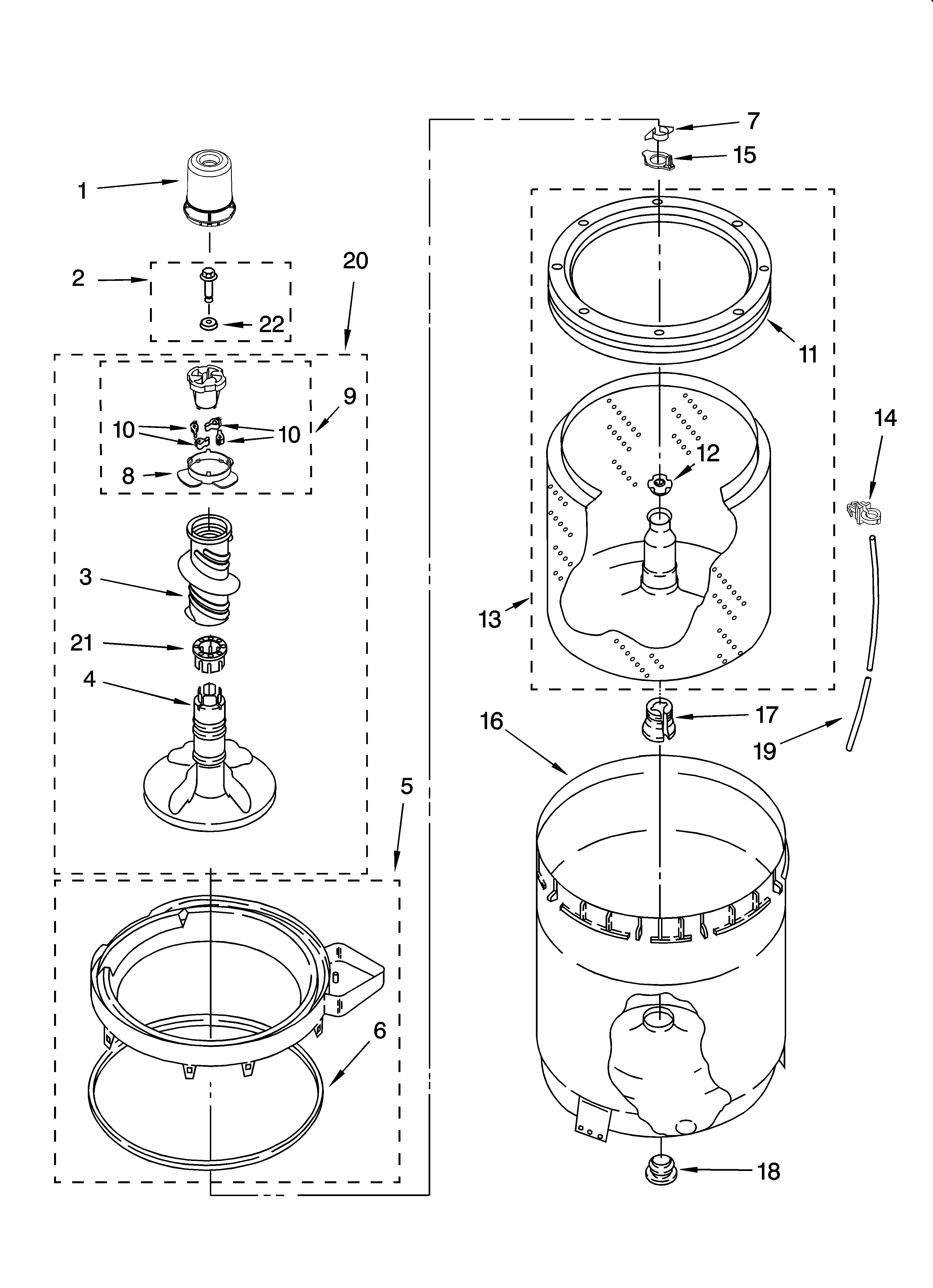 Agitator, basket and tub parts