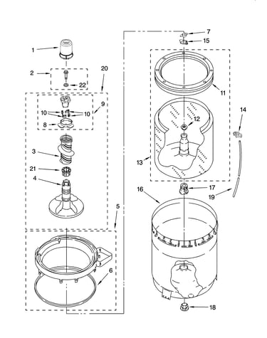 Agitator, basket and tub parts