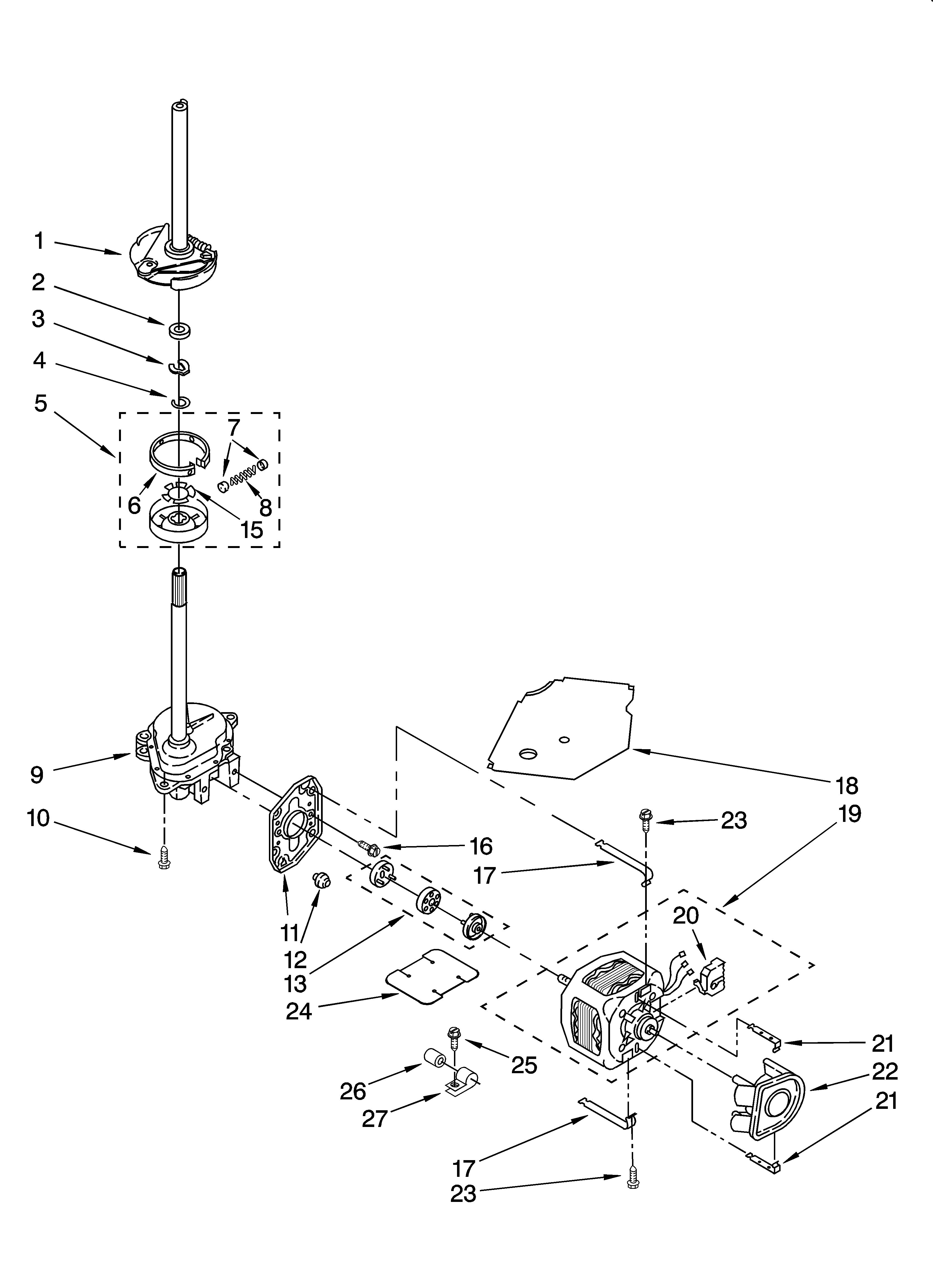 Brake, clutch, gearcase, motor and pump parts