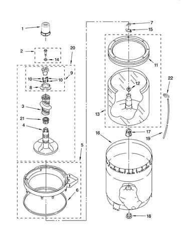 Agitator, basket and tub parts