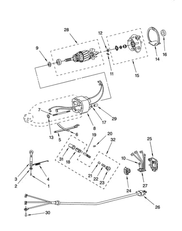 Motor and control parts