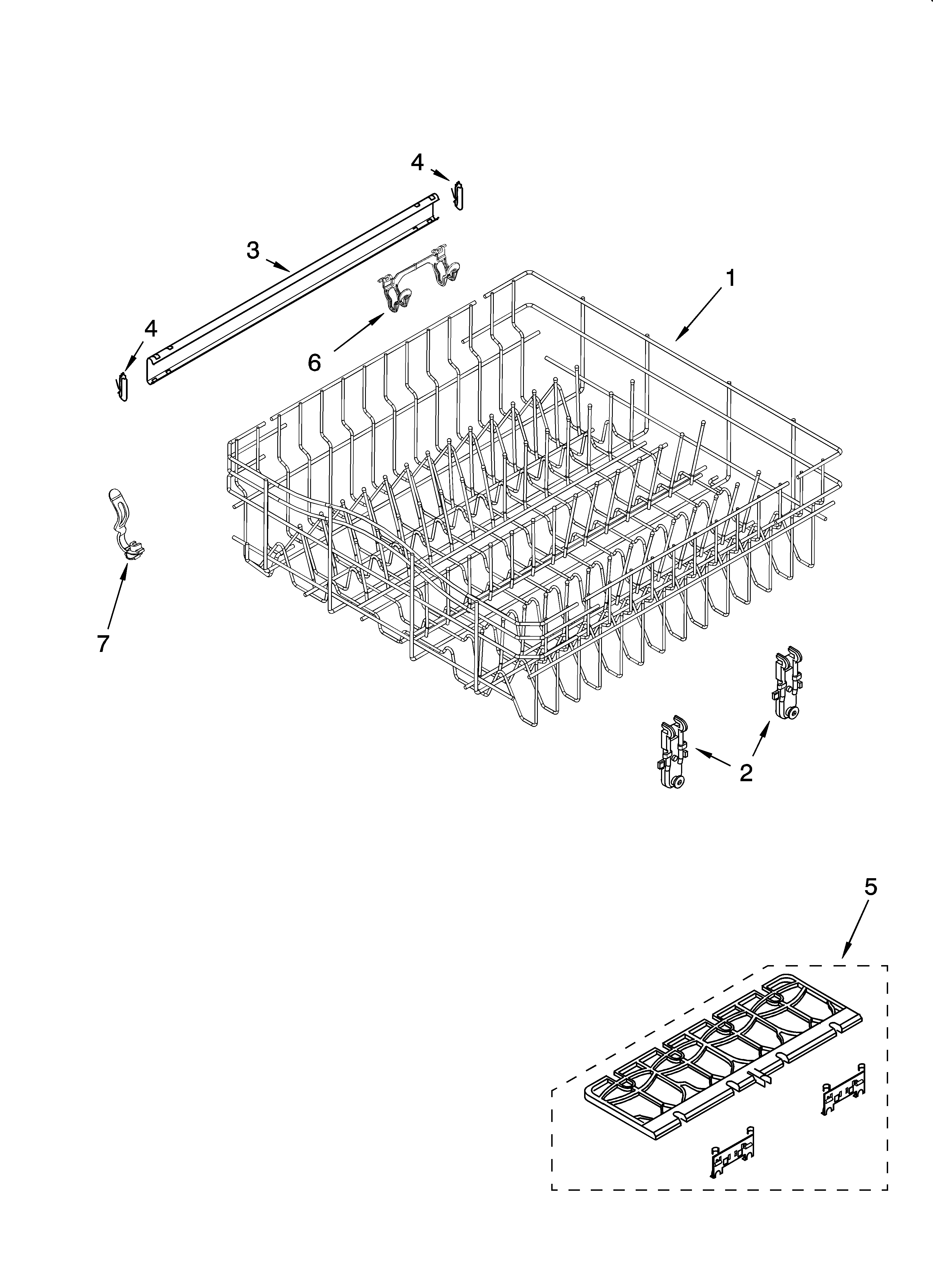 Upper rack and track parts