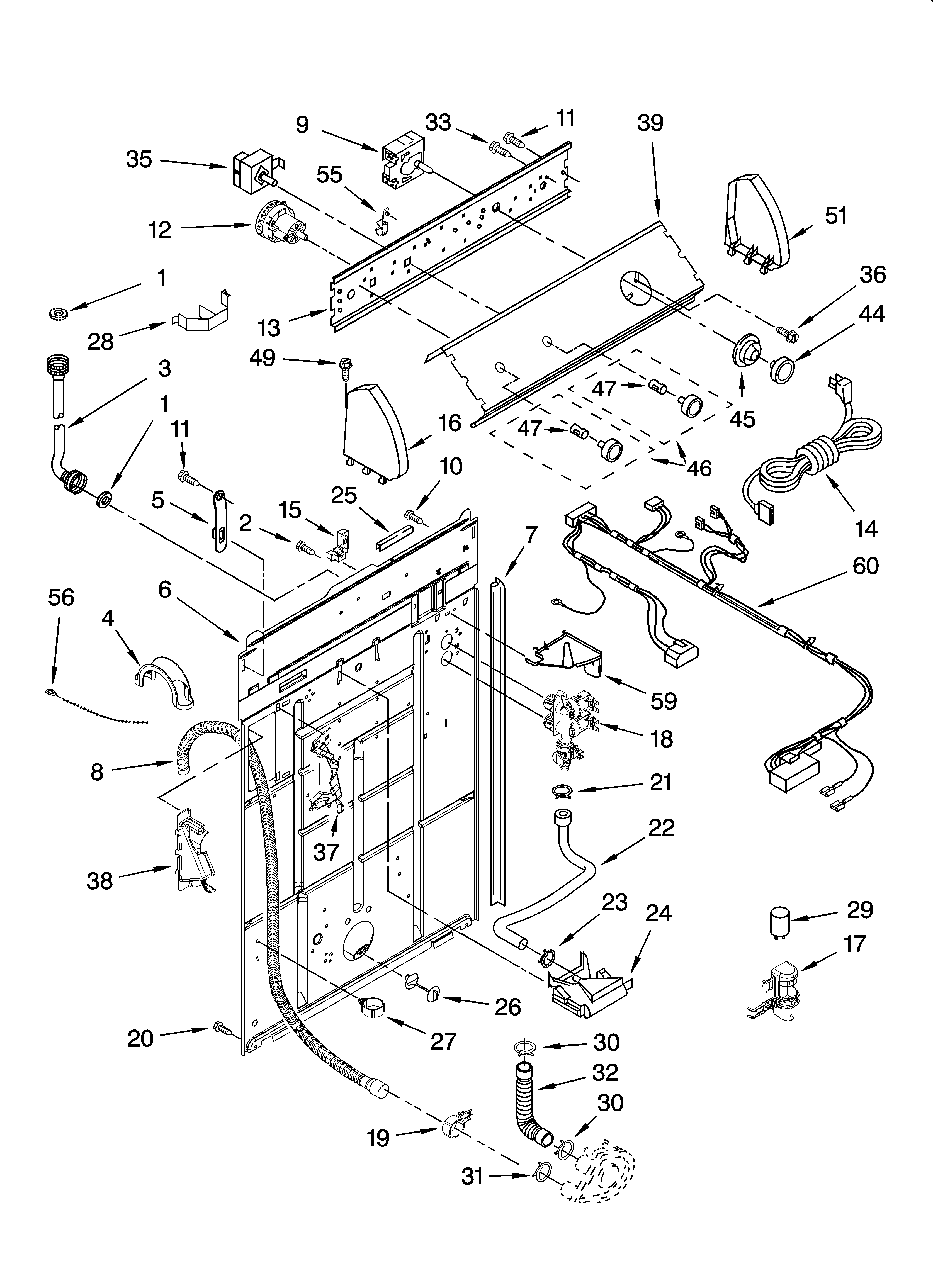 Controls and rear panel parts