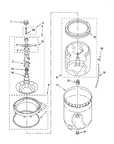 Agitator, basket and tub parts