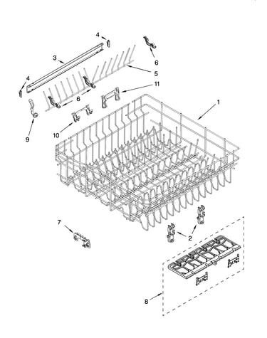 Upper rack and track parts