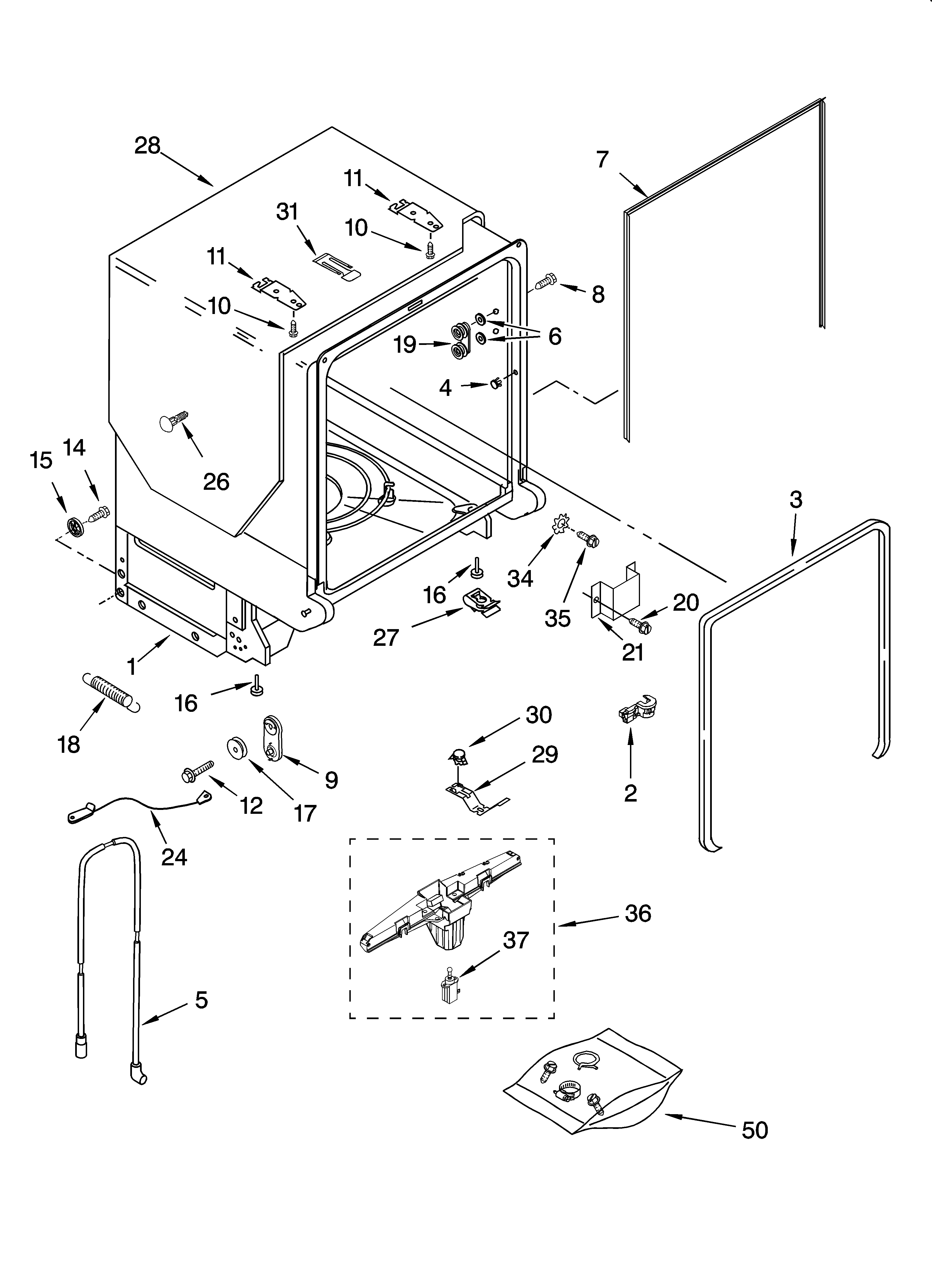 TUB AND FRAME PARTS