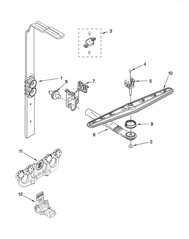 Upper wash and rinse parts