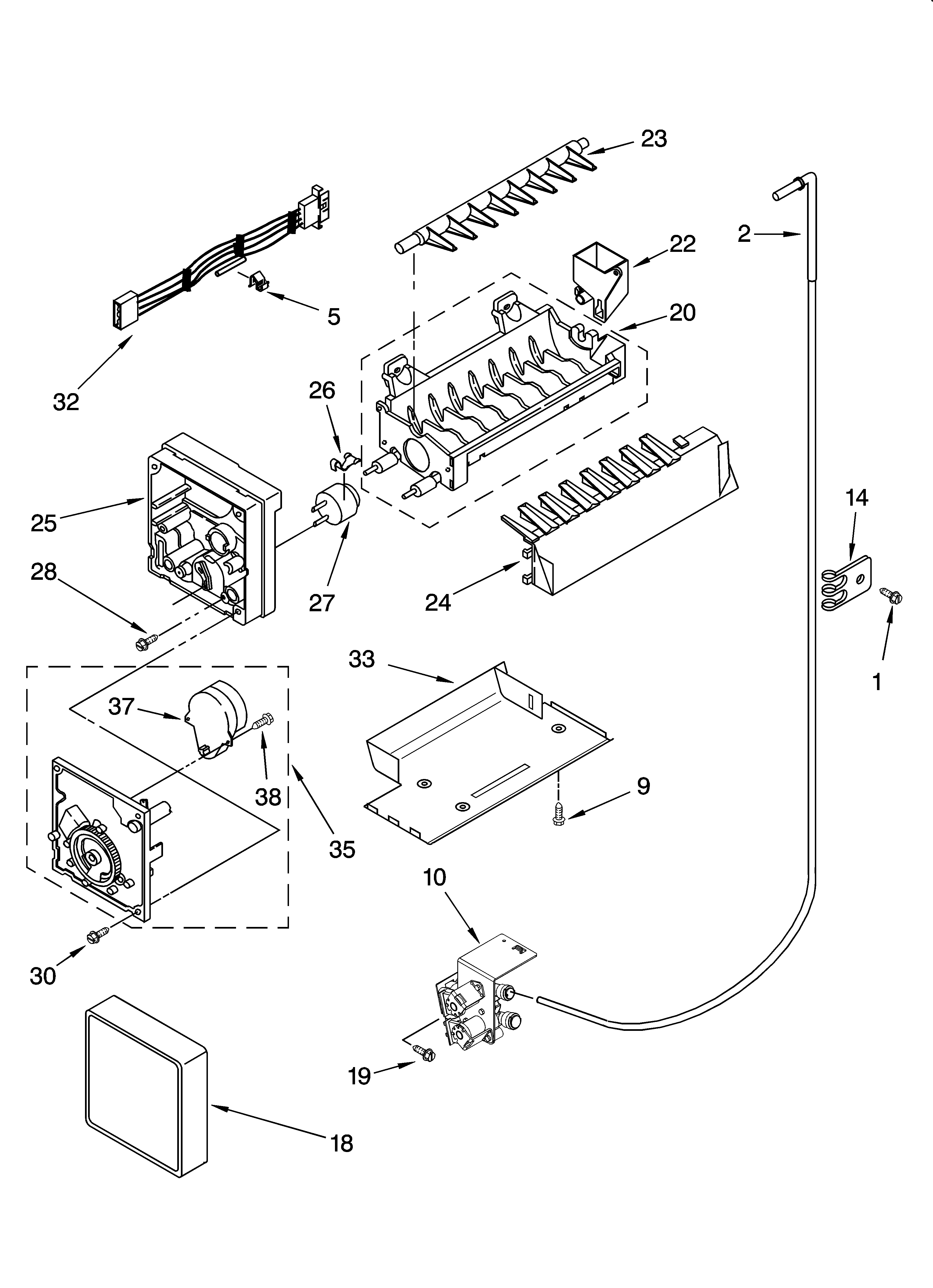 Icemaker parts, optional parts (not included)