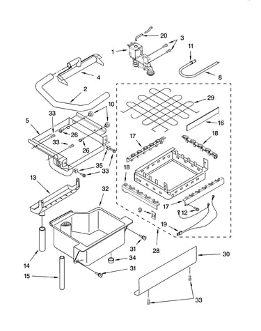 Evaporator, ice cutter grid and water parts