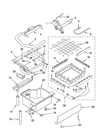 Evaporator, ice cutter grid and water parts