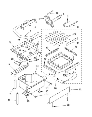 Evaporator, ice cutter grid and water parts
