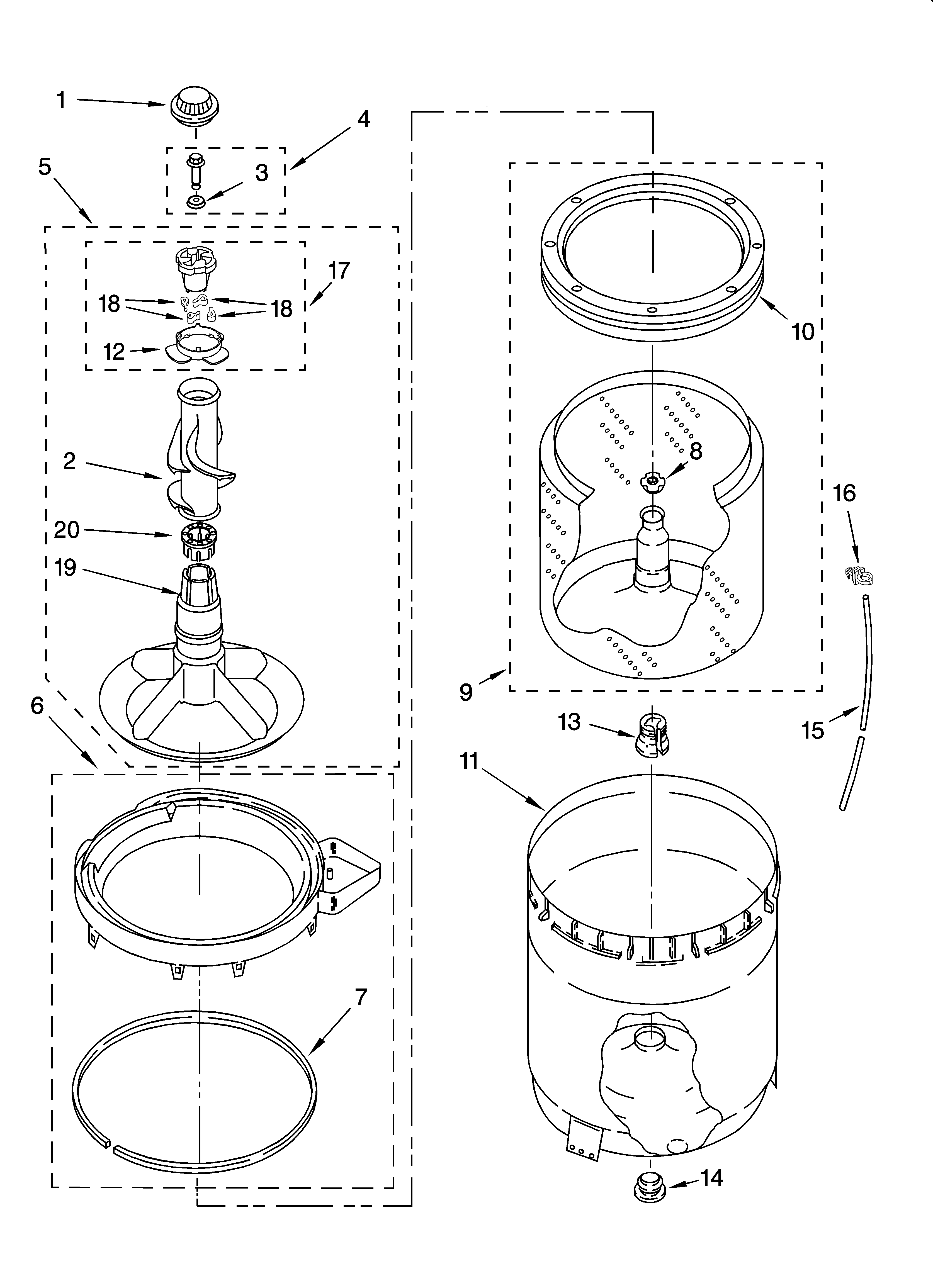 Agitator, basket and tub parts