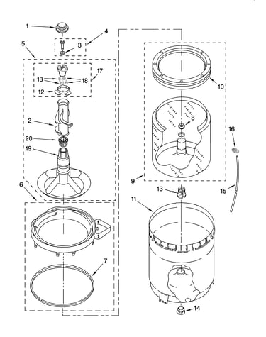 Agitator, basket and tub parts