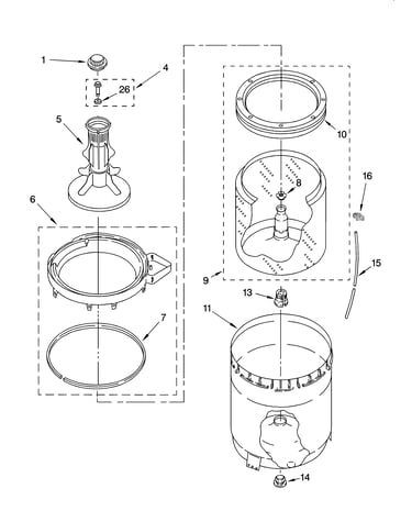 Agitator, basket and tub parts