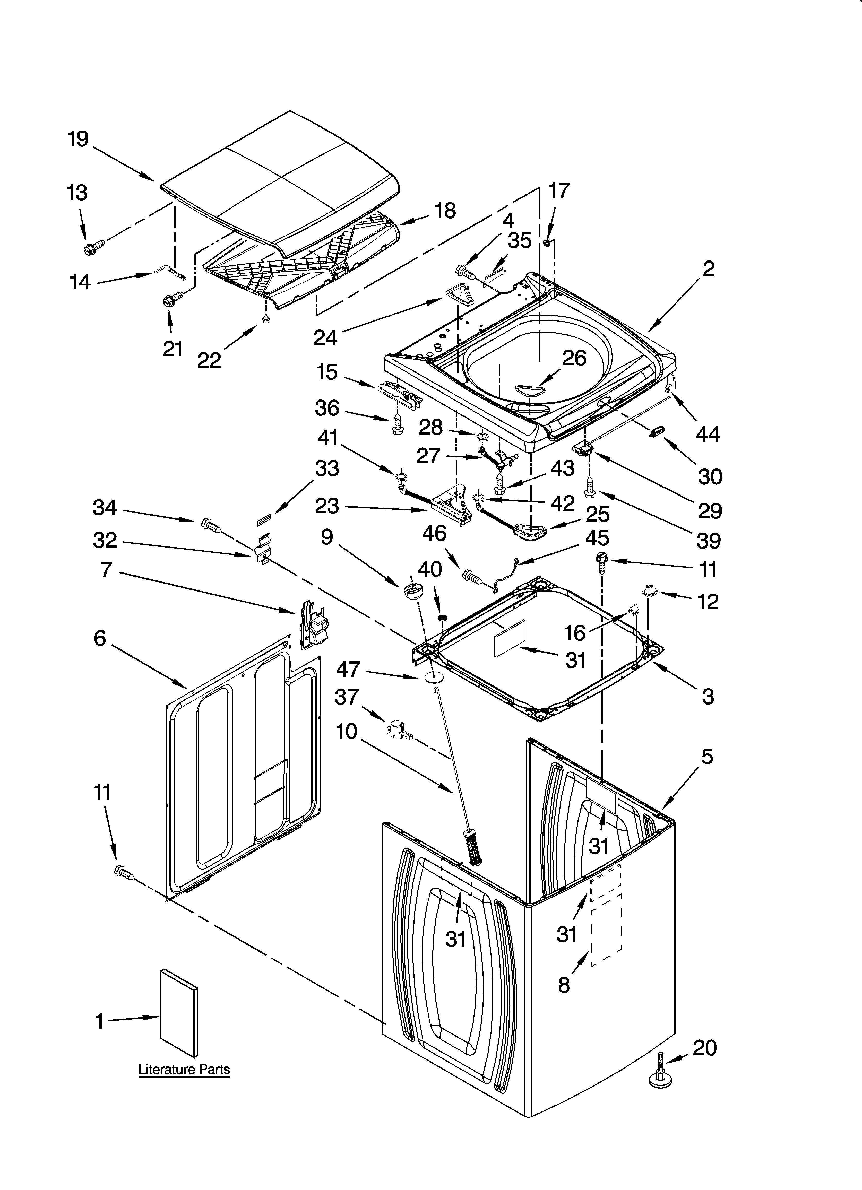 Top and cabinet parts