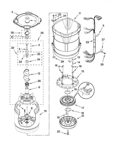 Motor, basket and tub parts