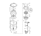 Whirlpool WTW6400SW0 motor, basket and tub parts diagram
