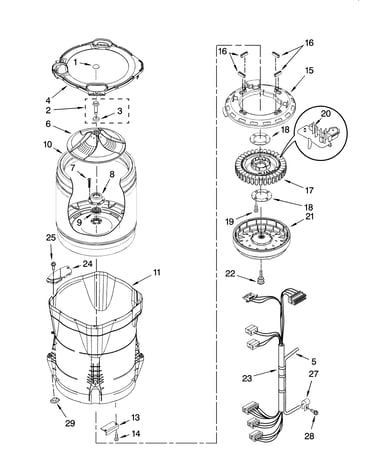Motor, basket and tub parts