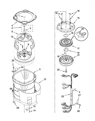 Motor, basket and tub parts
