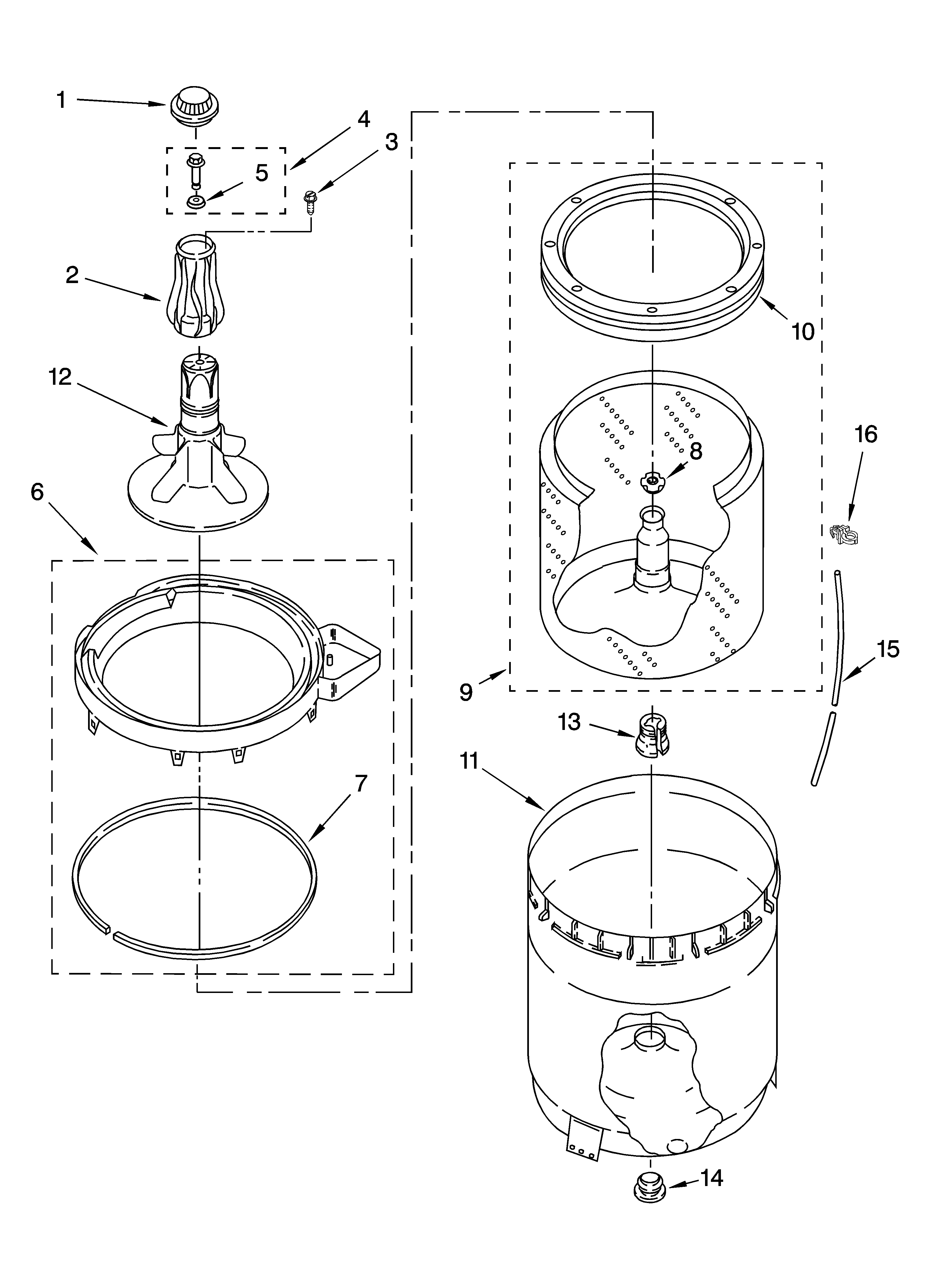 Agitator, basket and tub parts