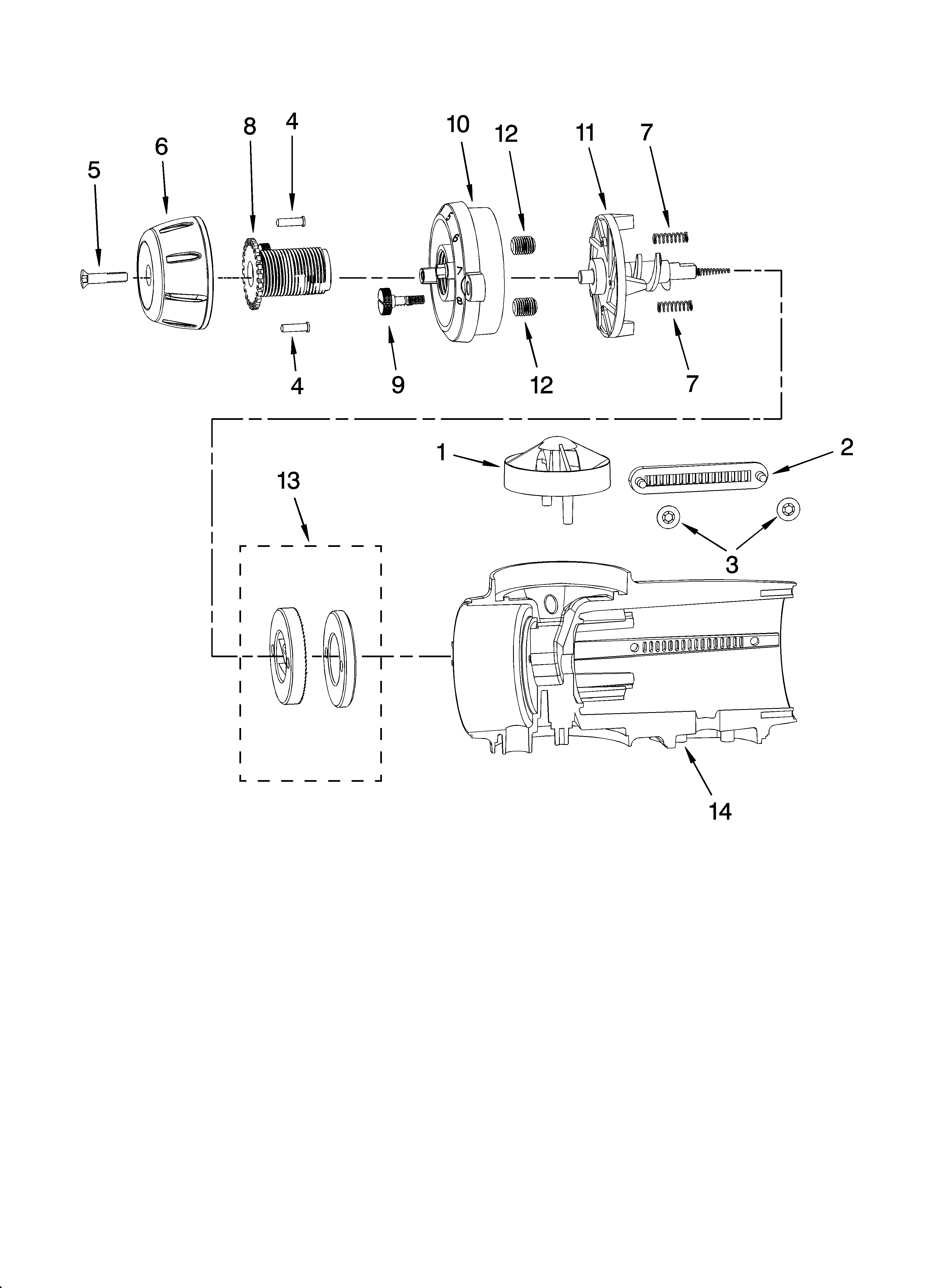 Motor housing and burr assembly parts