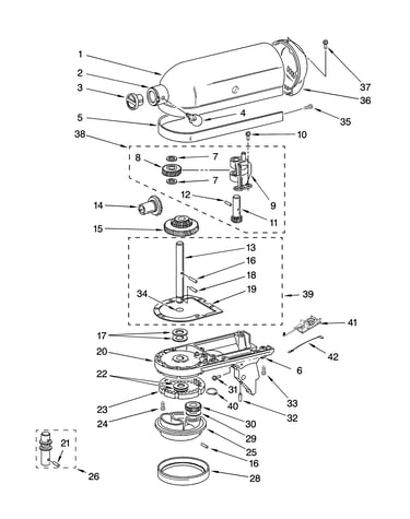 Case, gearing and planetary unit