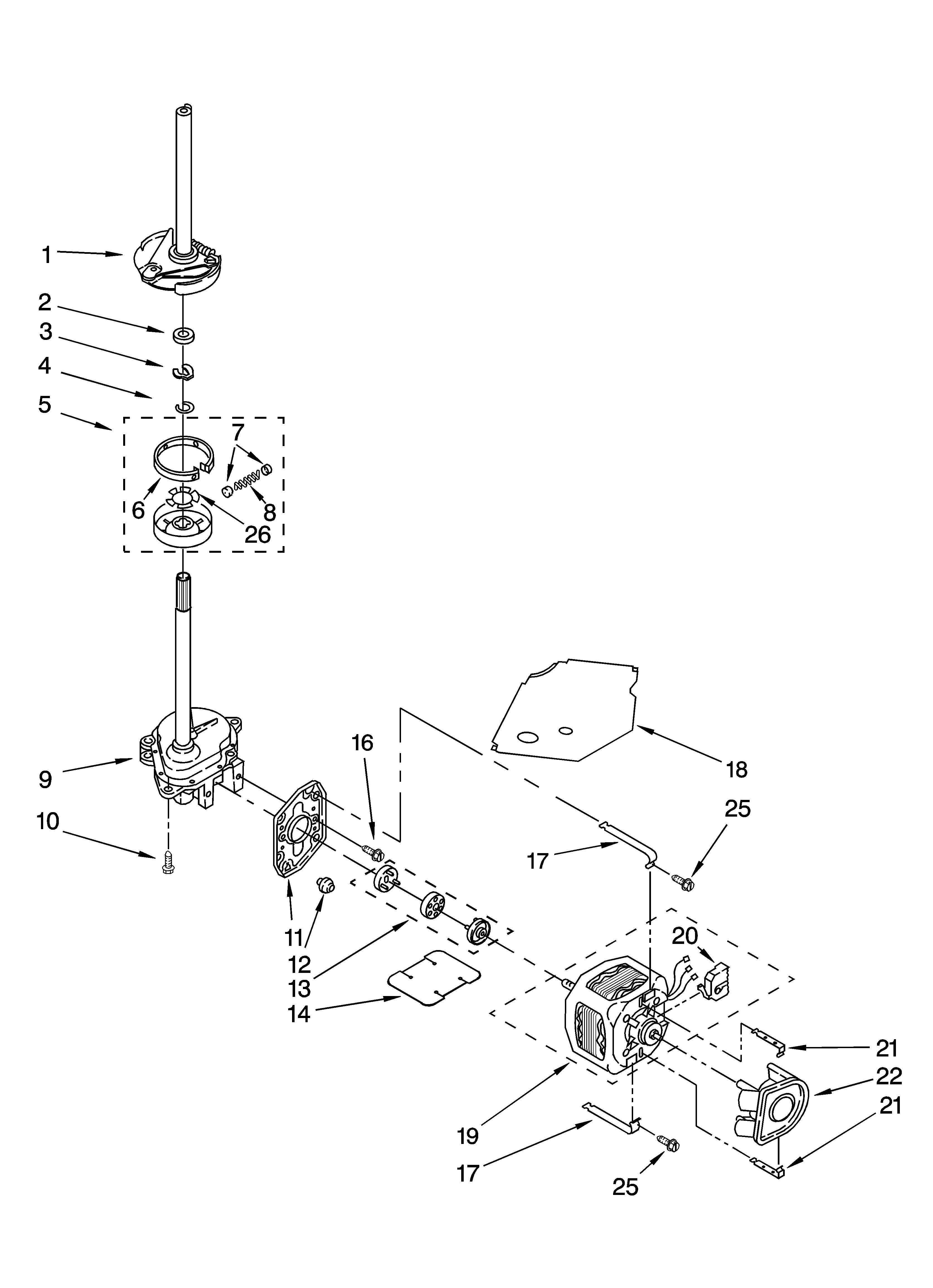 Brake, clutch, gearcase, motor and pump parts