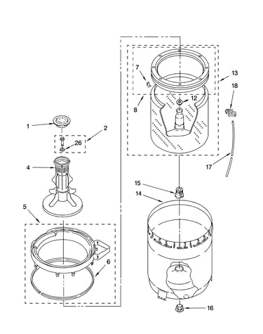 Agitator, basket and tub parts
