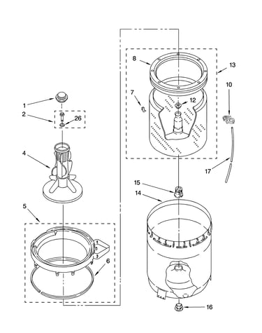 Agitator, basket and tub parts