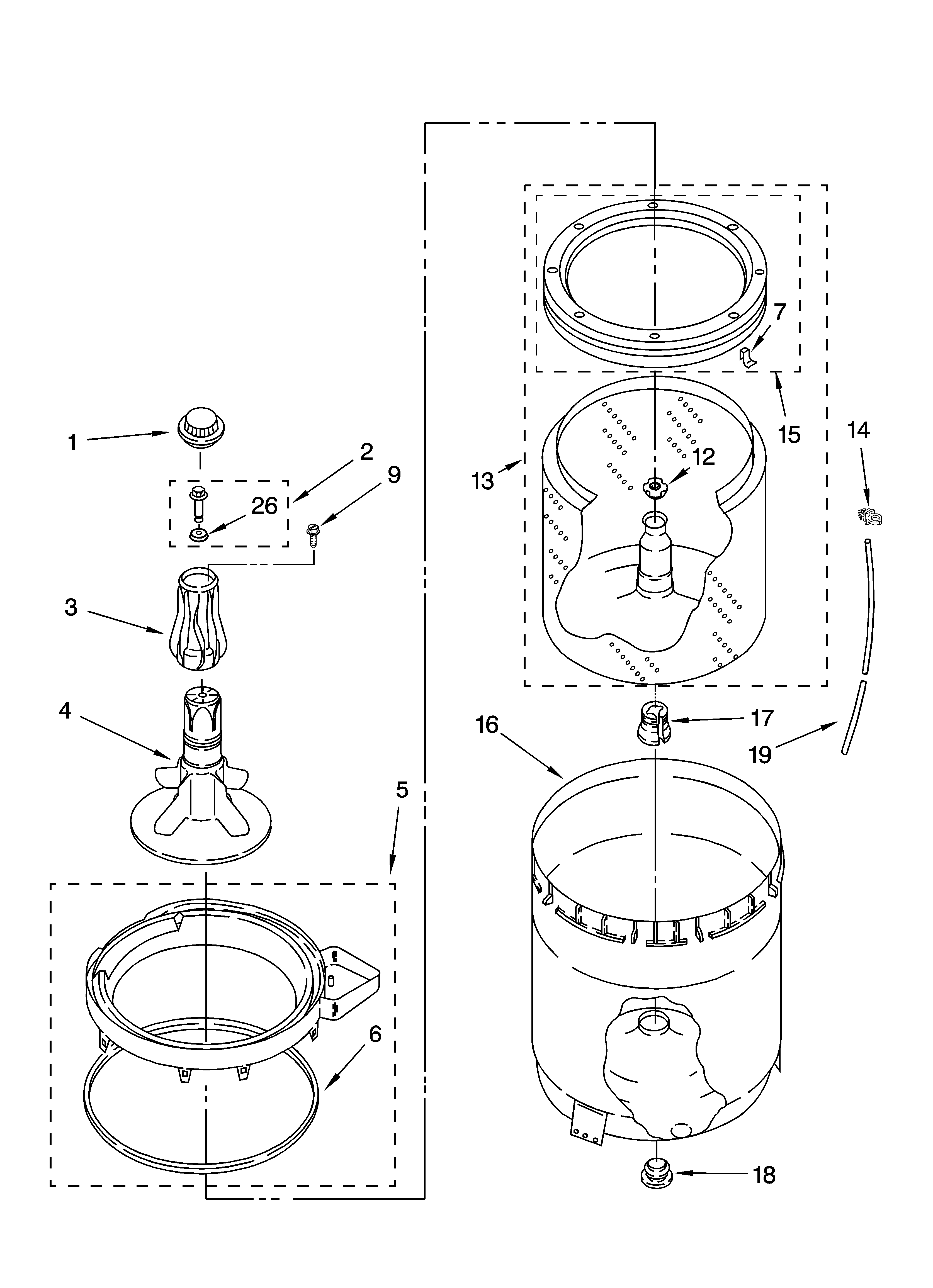 Agitator, basket and tub parts
