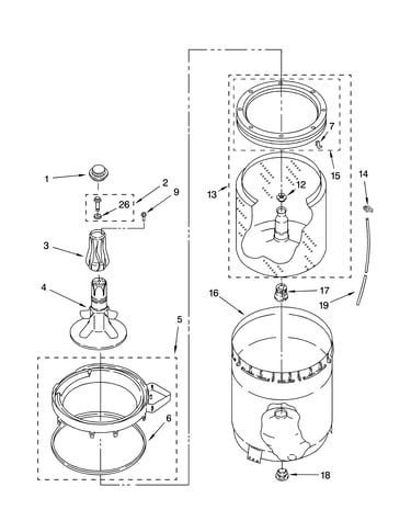 Agitator, basket and tub parts