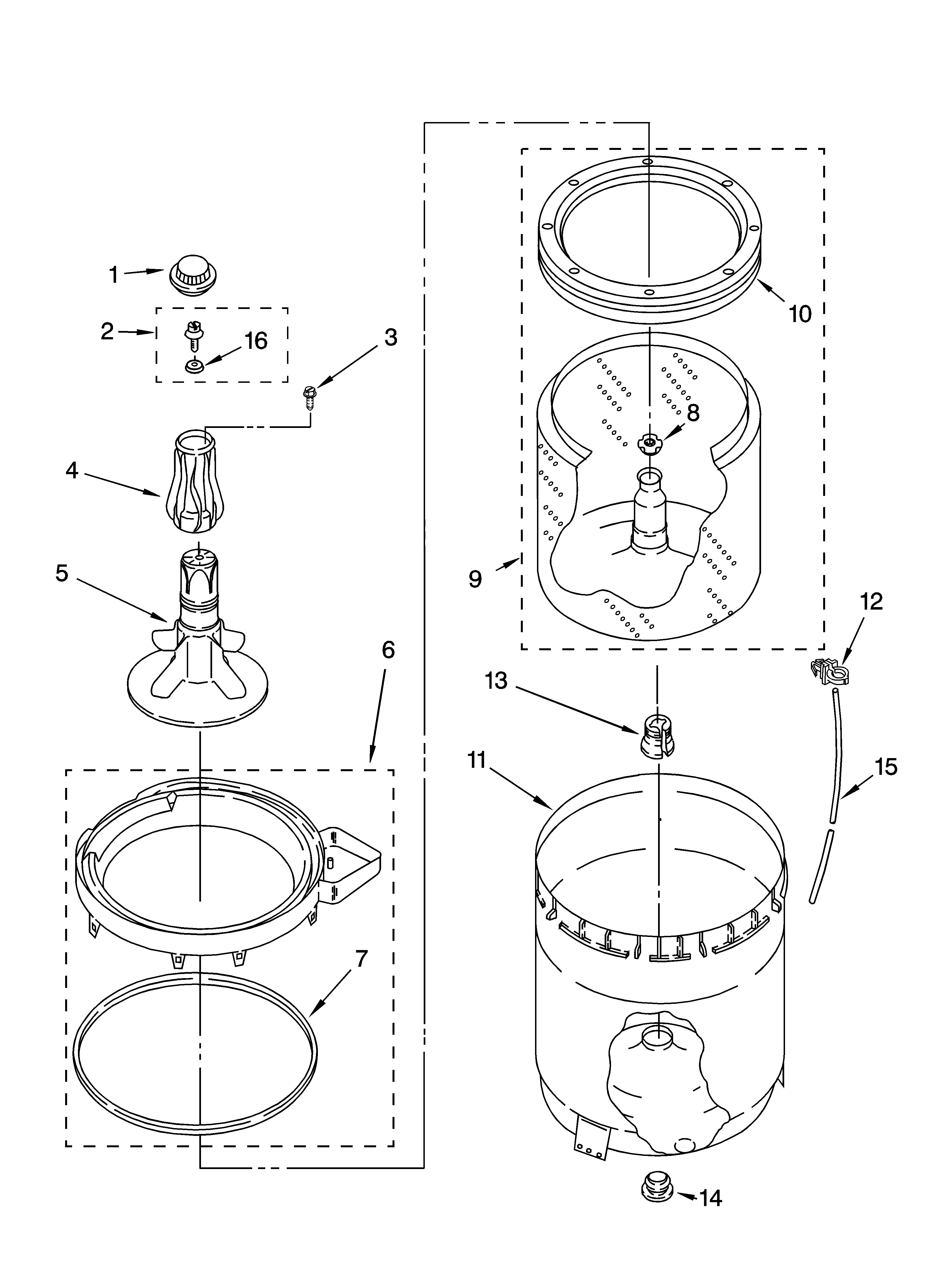 Agitator, basket and tub parts