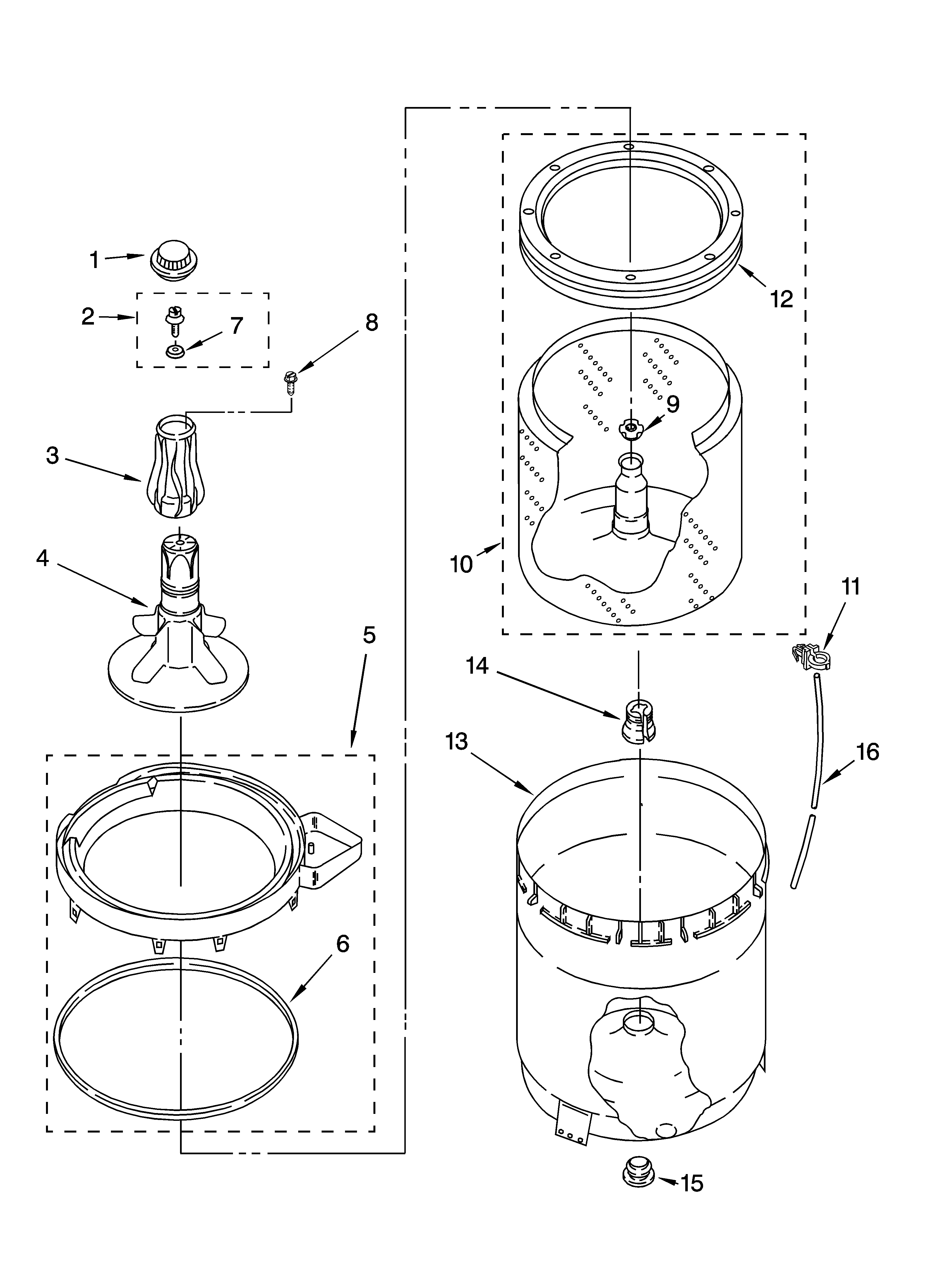 Agitator, basket and tub parts
