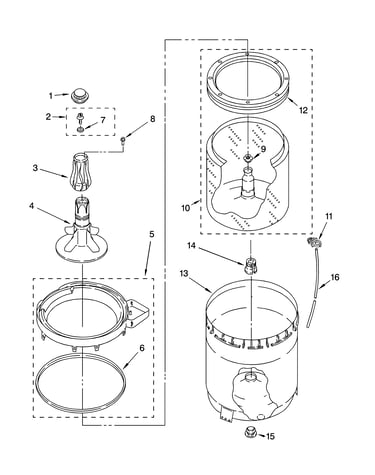 Agitator, basket and tub parts