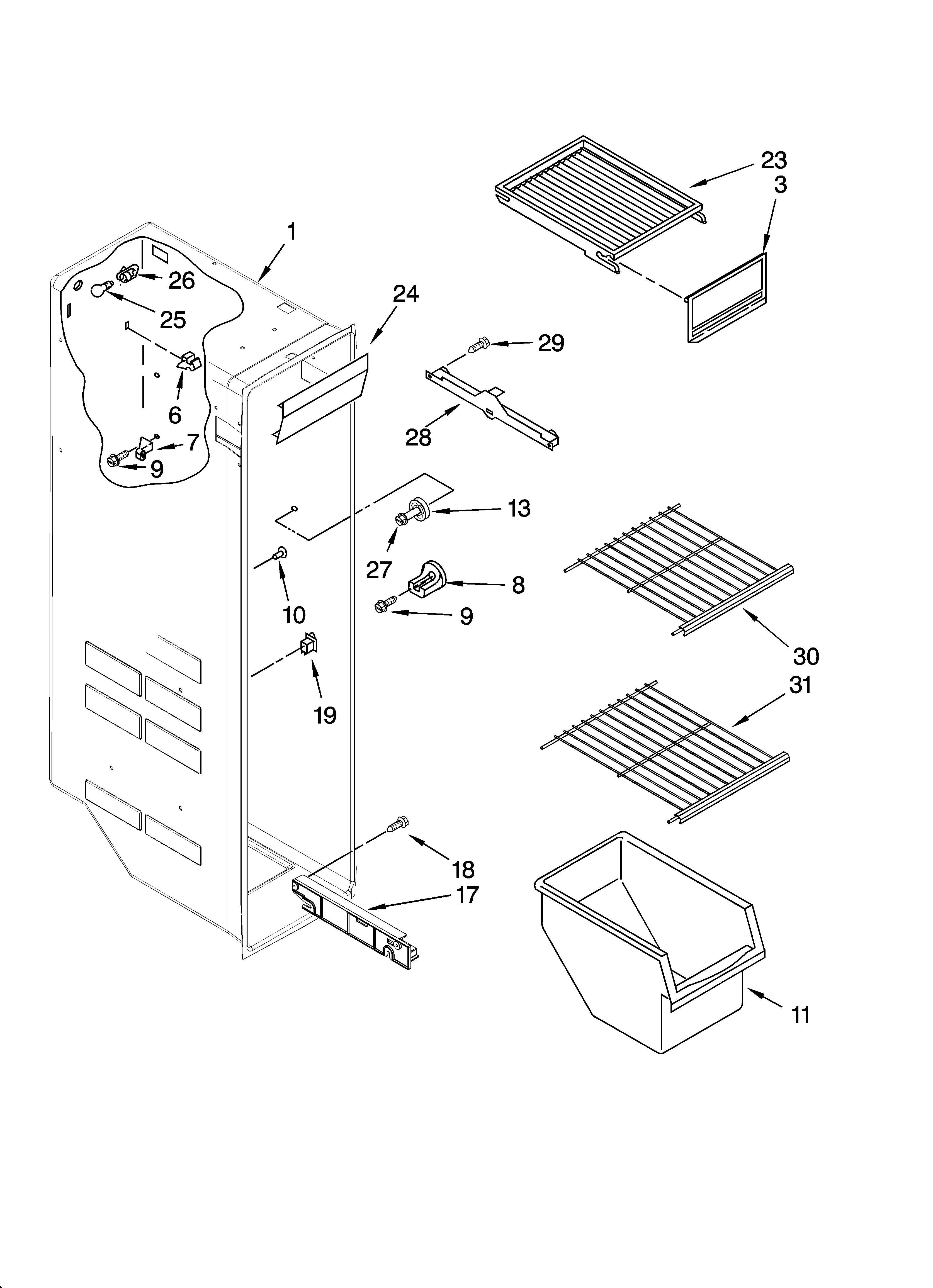 Freezer liner parts