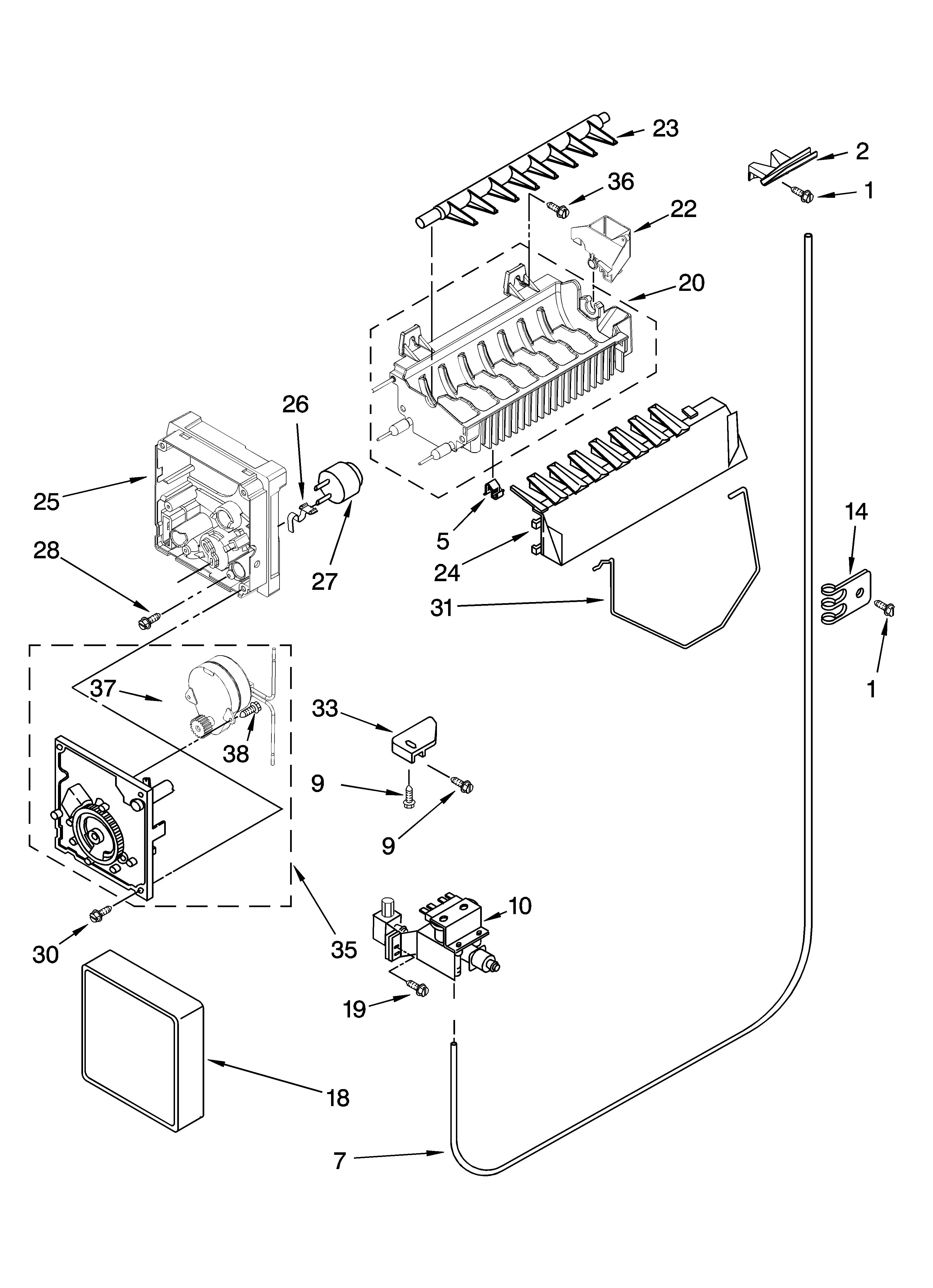 Icemaker parts, optional parts (not included)