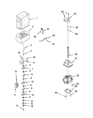 Motor and ice container parts