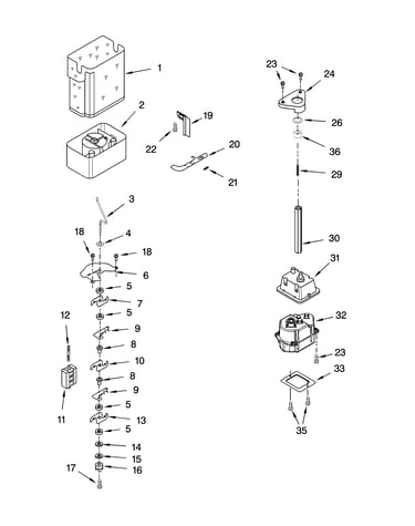Motor and ice container parts