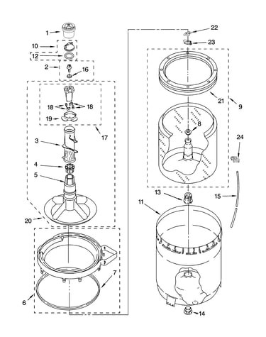 Agitator, basket and tub parts