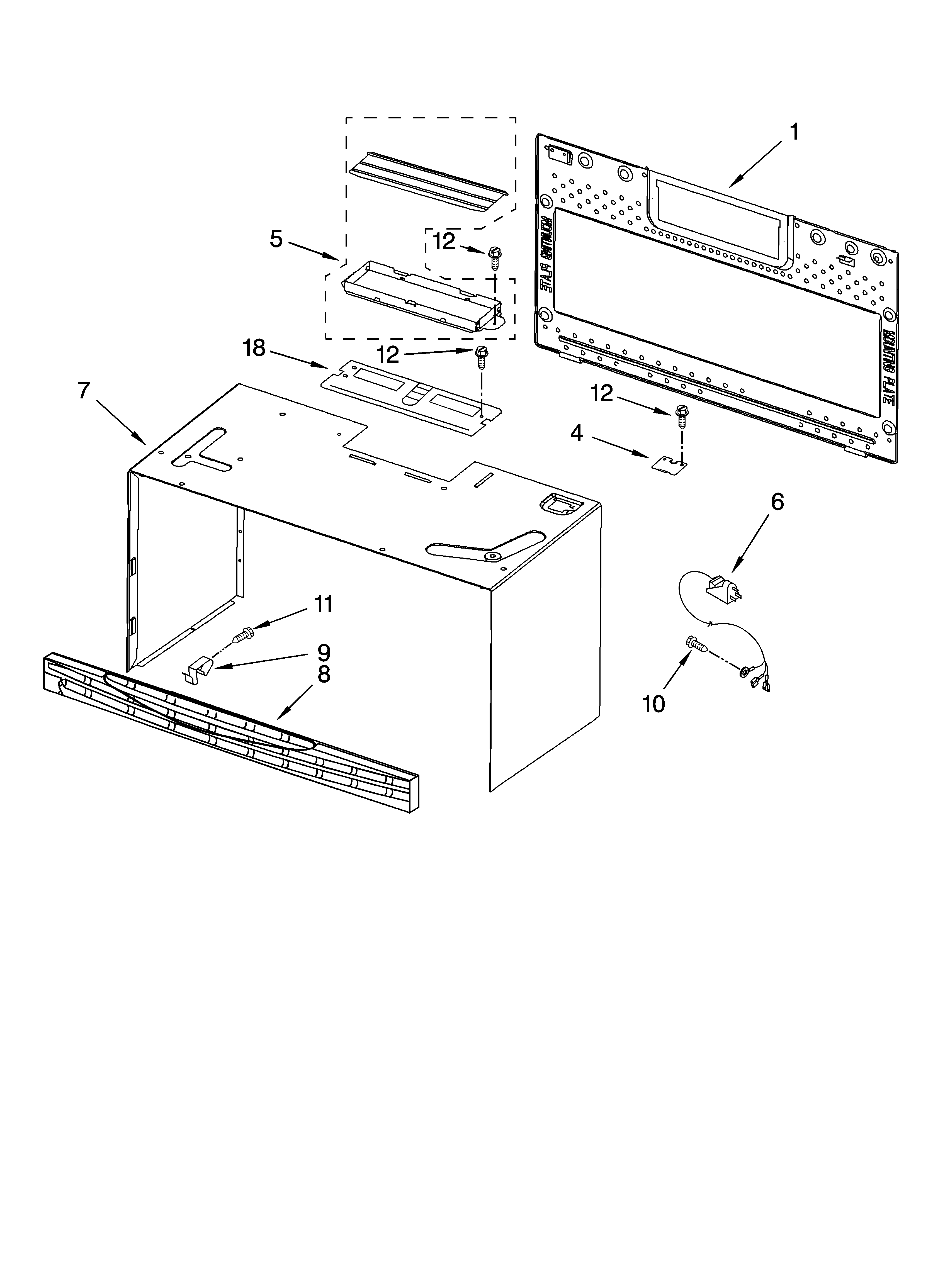 Cabinet and installation parts