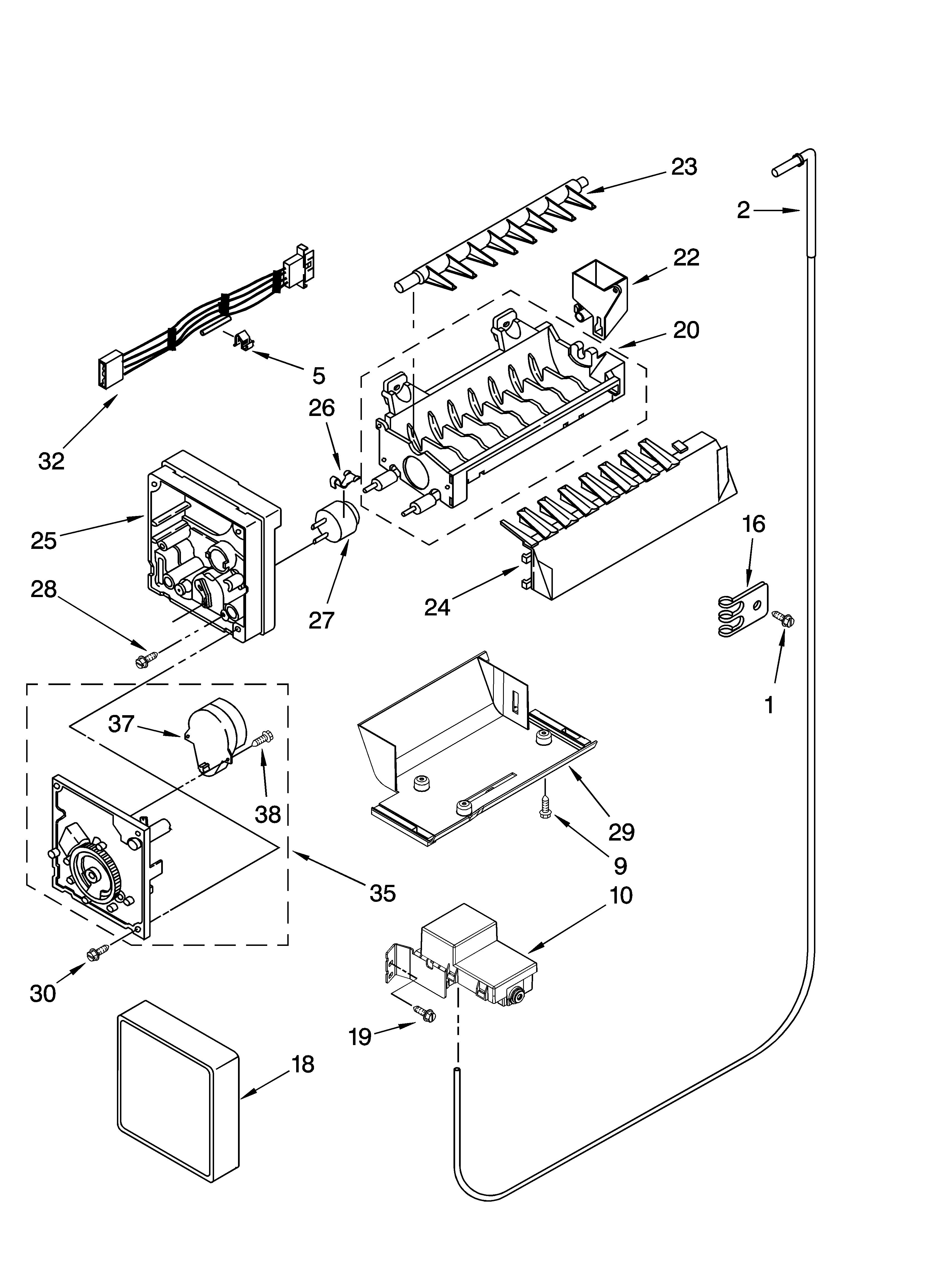 Icemaker parts, optional parts (not included)