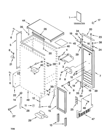 Cabinet liner and door parts