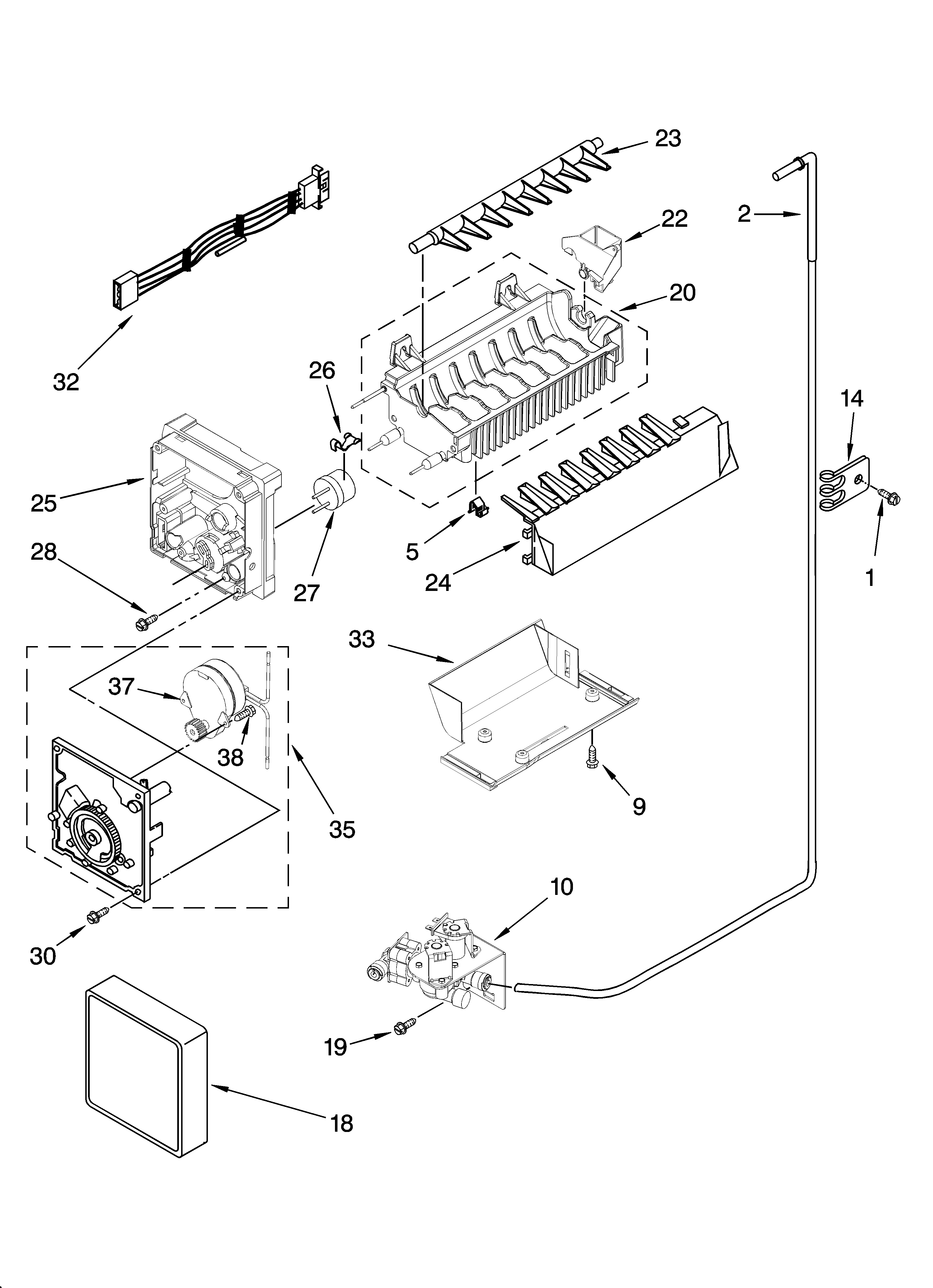 Icemaker parts, optional parts (not included)