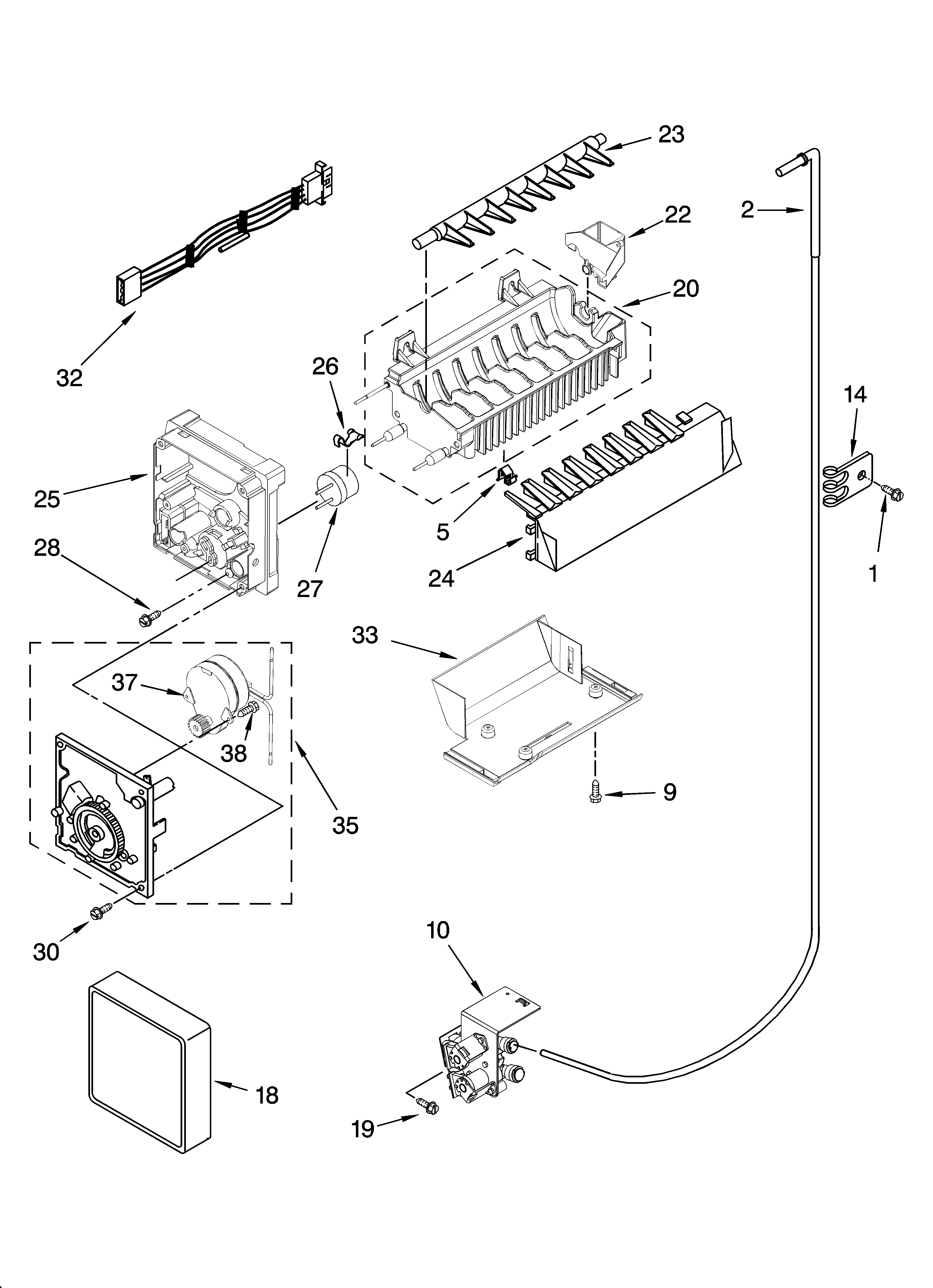 Icemaker parts, optional parts (not included)