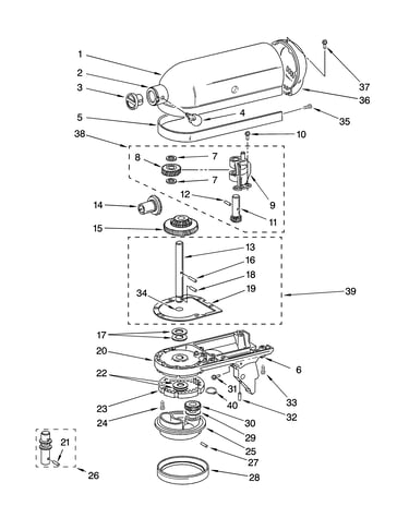 Case, gearing and planetary unit