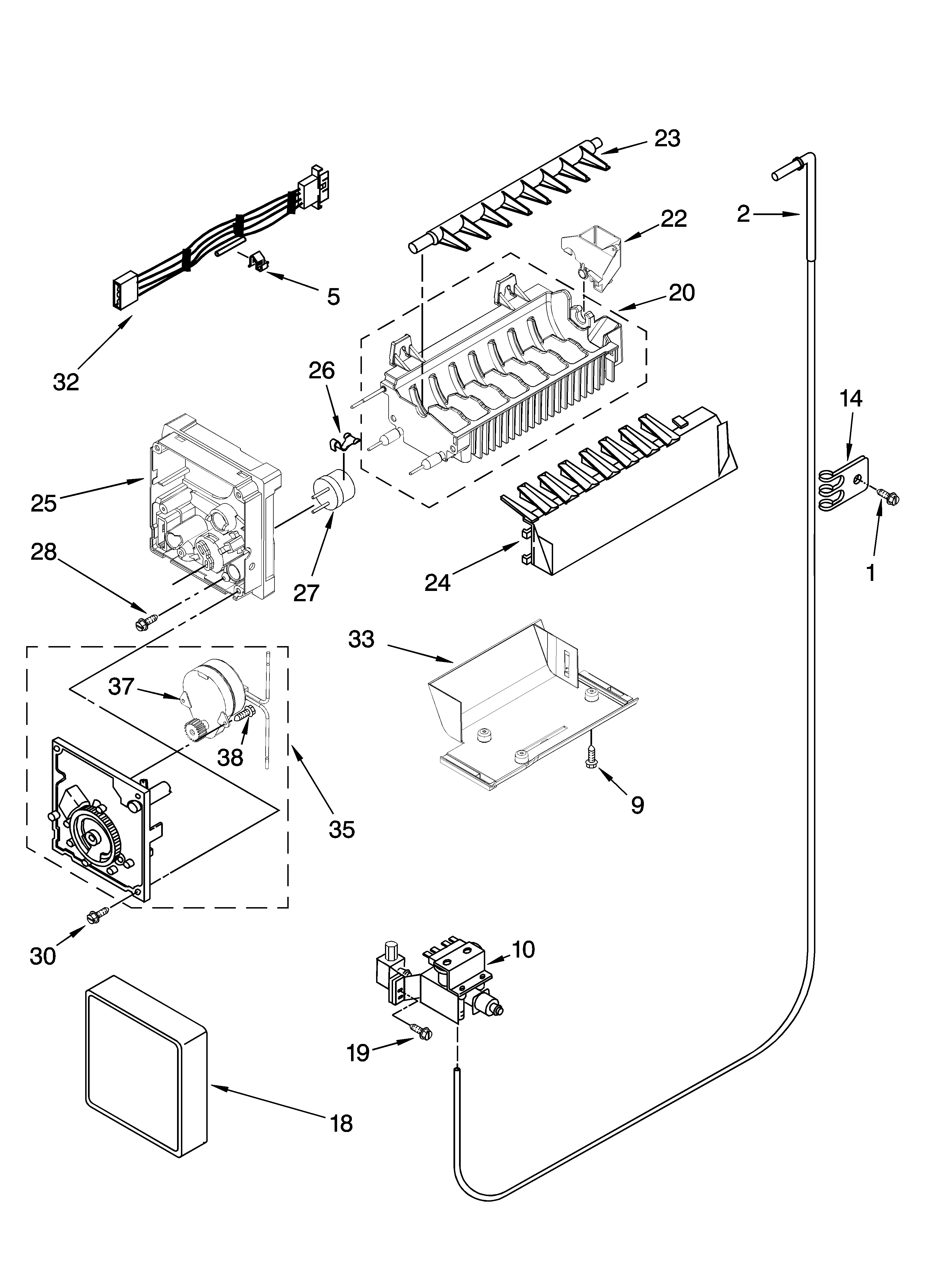 Icemaker parts, optional parts (not included)